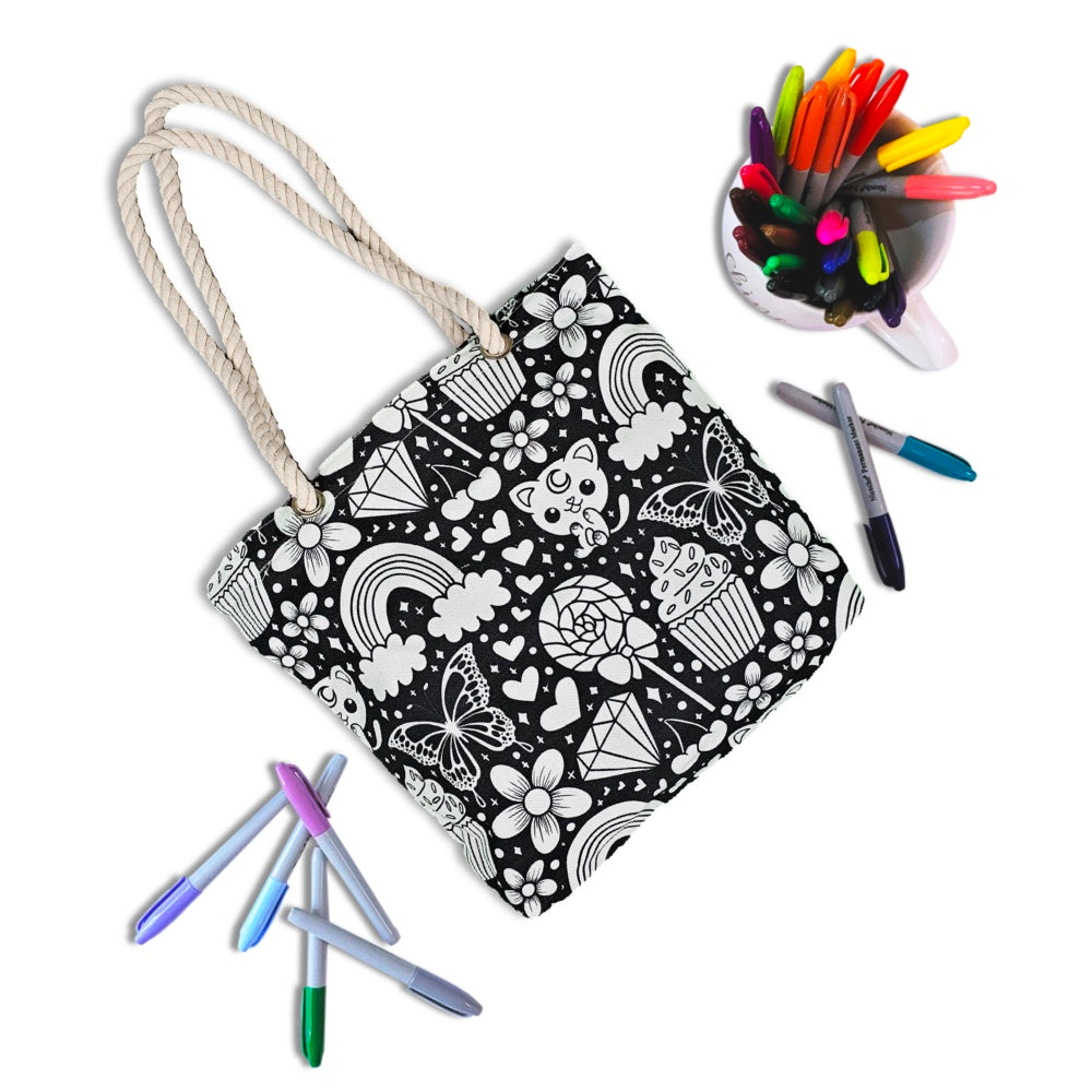 Happy Doodle Color Your Own Tote - Medium