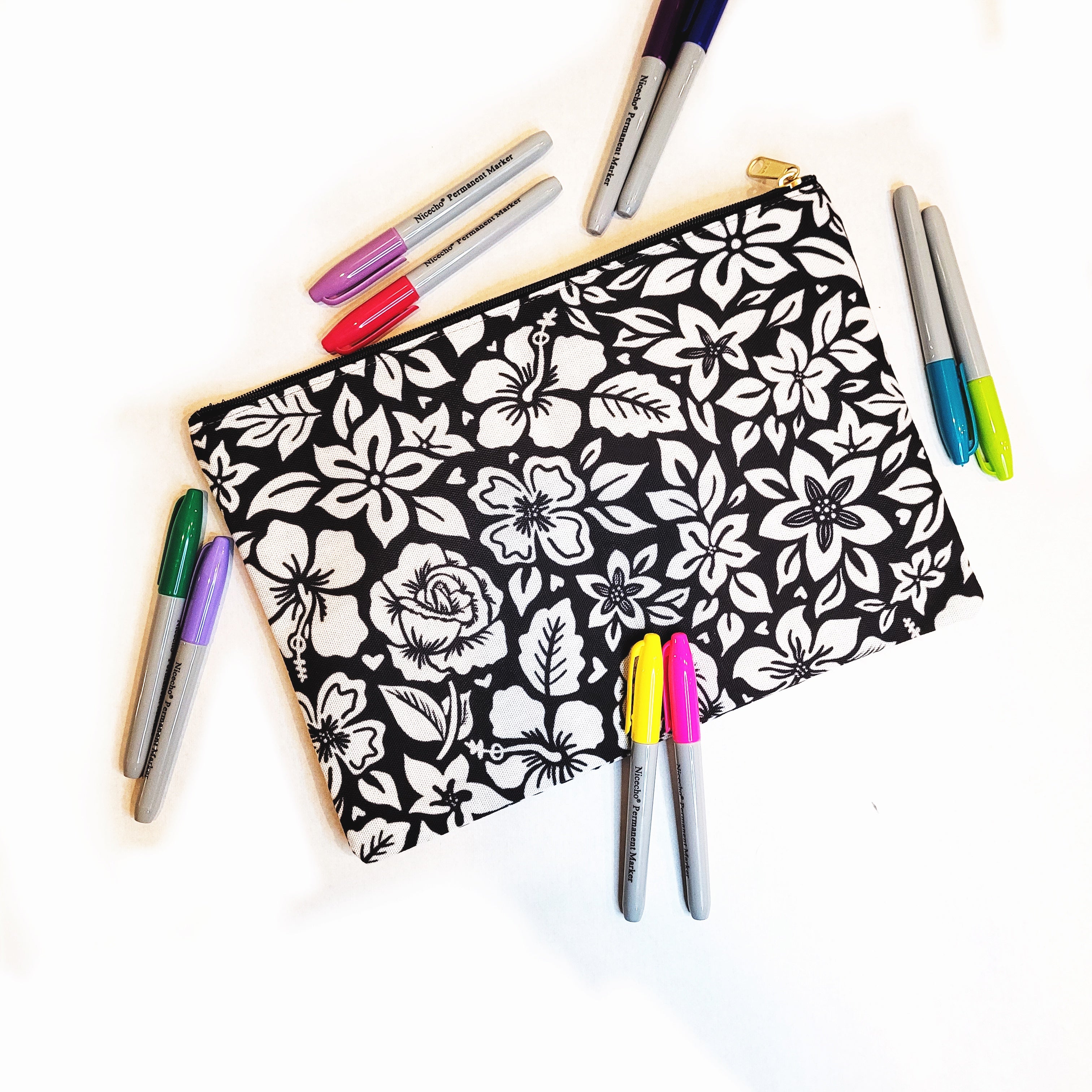 Hibiscus Rose Color Your Own Pouch – Coloring Your Own