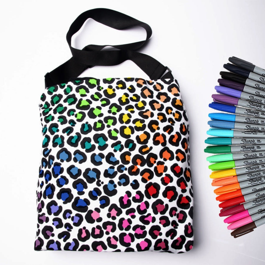 Rainbow Leopard Adjustable Strap Boho Tote - 16 x 16 – Coloring