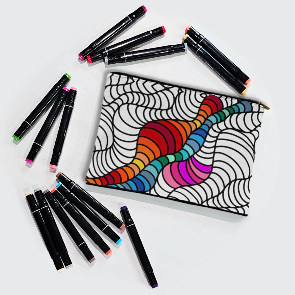 Abstract Lines Color Your Own Pouch - 2.0