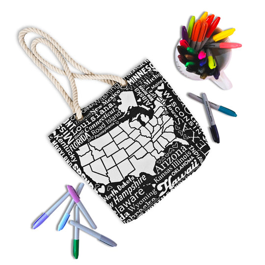 USA Tracking Map Color Your Own Tote - Medium