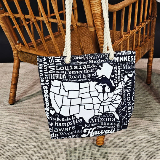 USA Tracking Map Color Your Own Tote - Medium