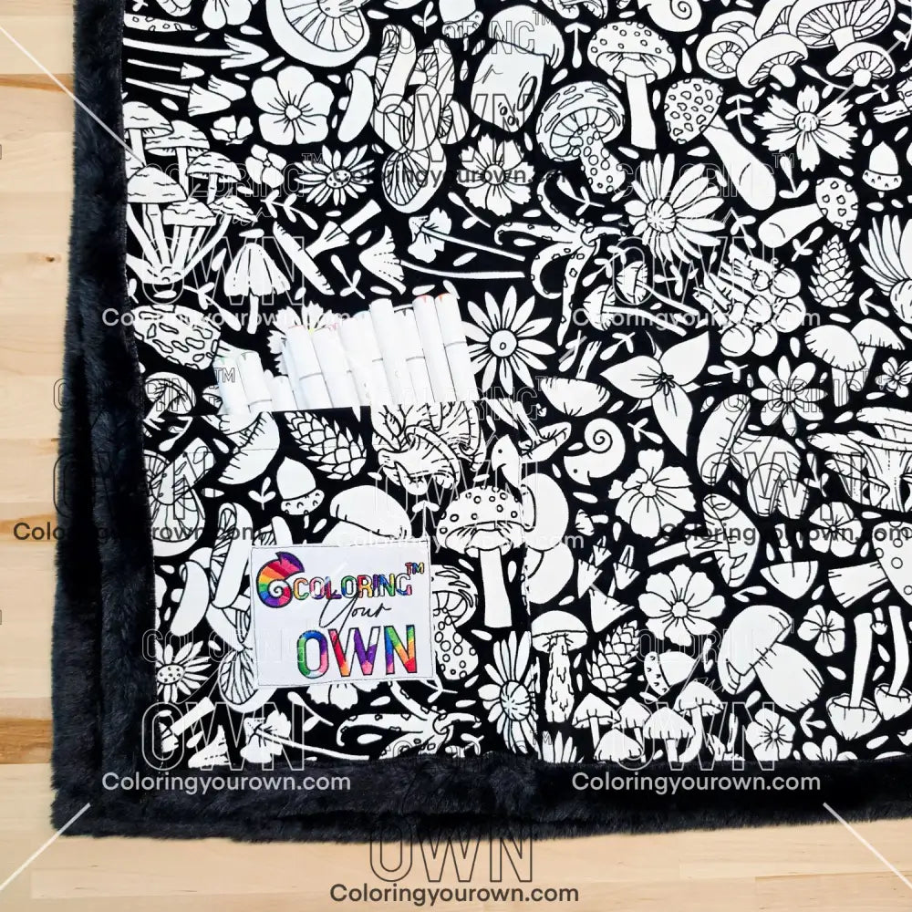 Color Your Own Blanket - Mushroom Revolution - blanket