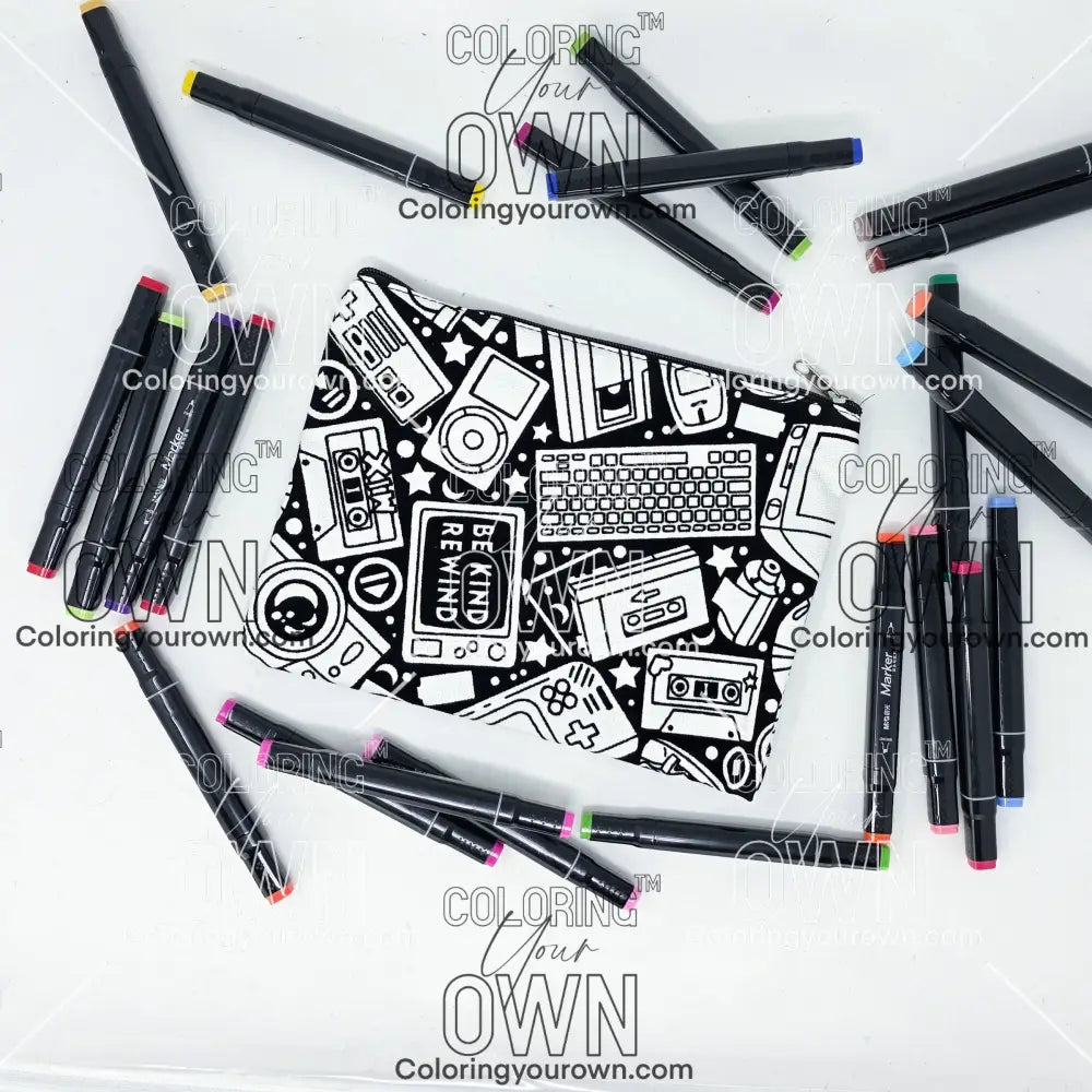 Color Your Own Pencil Case Retro Tech Bags