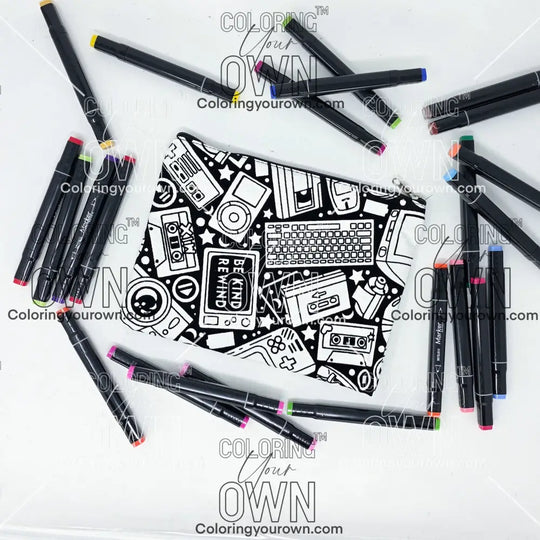 Color Your Own Pencil Case Retro Tech Bags