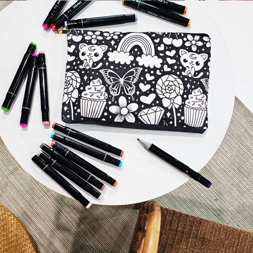 Happy Doodle Color Your Own Pouch - 2.0