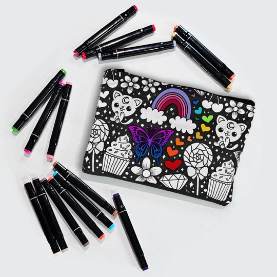 Happy Doodle Color Your Own Pouch - 2.0