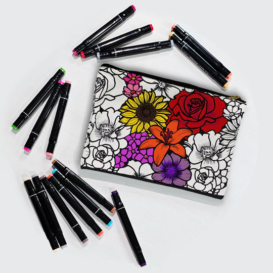 Flower Abundance Color Your Own Pouch - 2.0