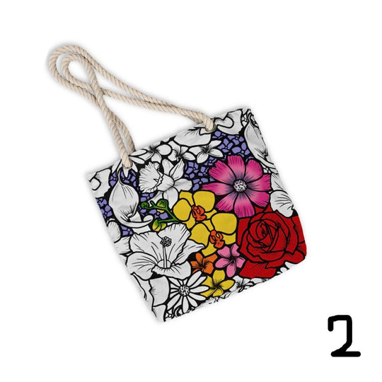 photo of partially colored flower abundance 2 color your own tote bag