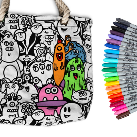 Silly Monsters Color Your Own Tote - Medium