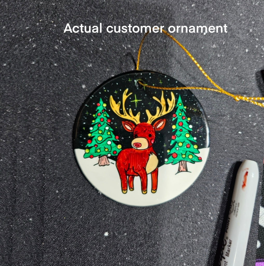 Color Your Own Ornament - Reindeer & Santa's Pack