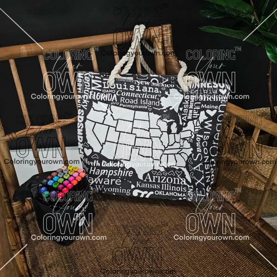 USA Tracking Map Color Your Own Tote - 2 size options Bags