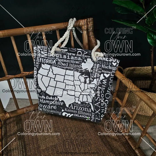 USA Tracking Map Color Your Own Tote - 2 size options Bags