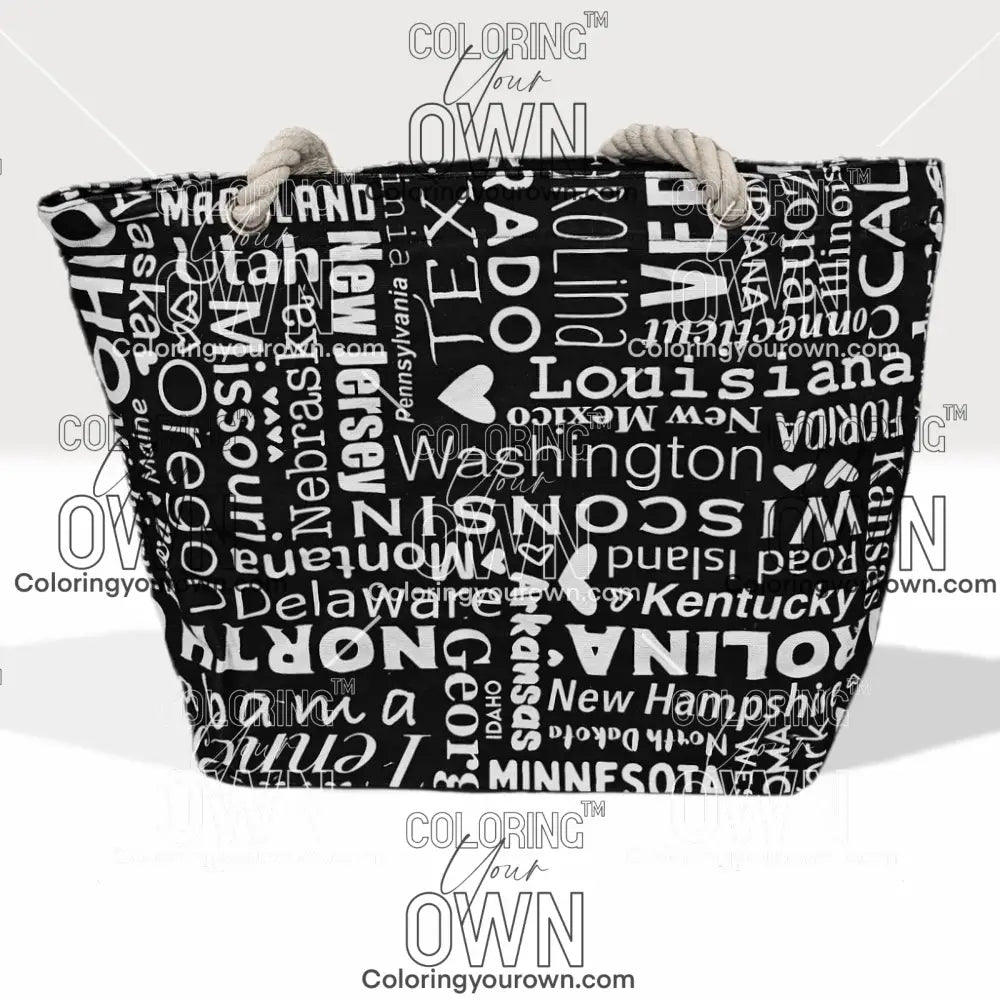 USA Tracking Map Color Your Own Tote - 2 size options Bags