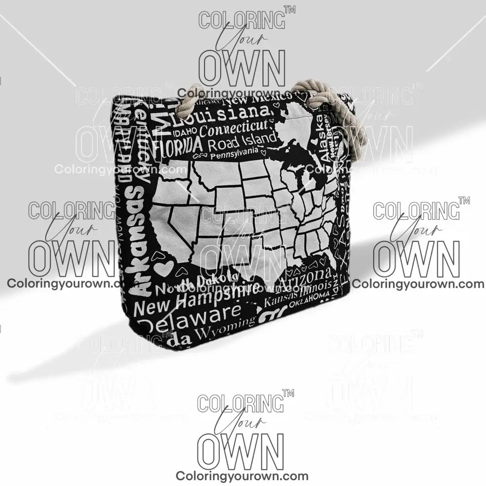USA Tracking Map Color Your Own Tote - 2 size options Bags
