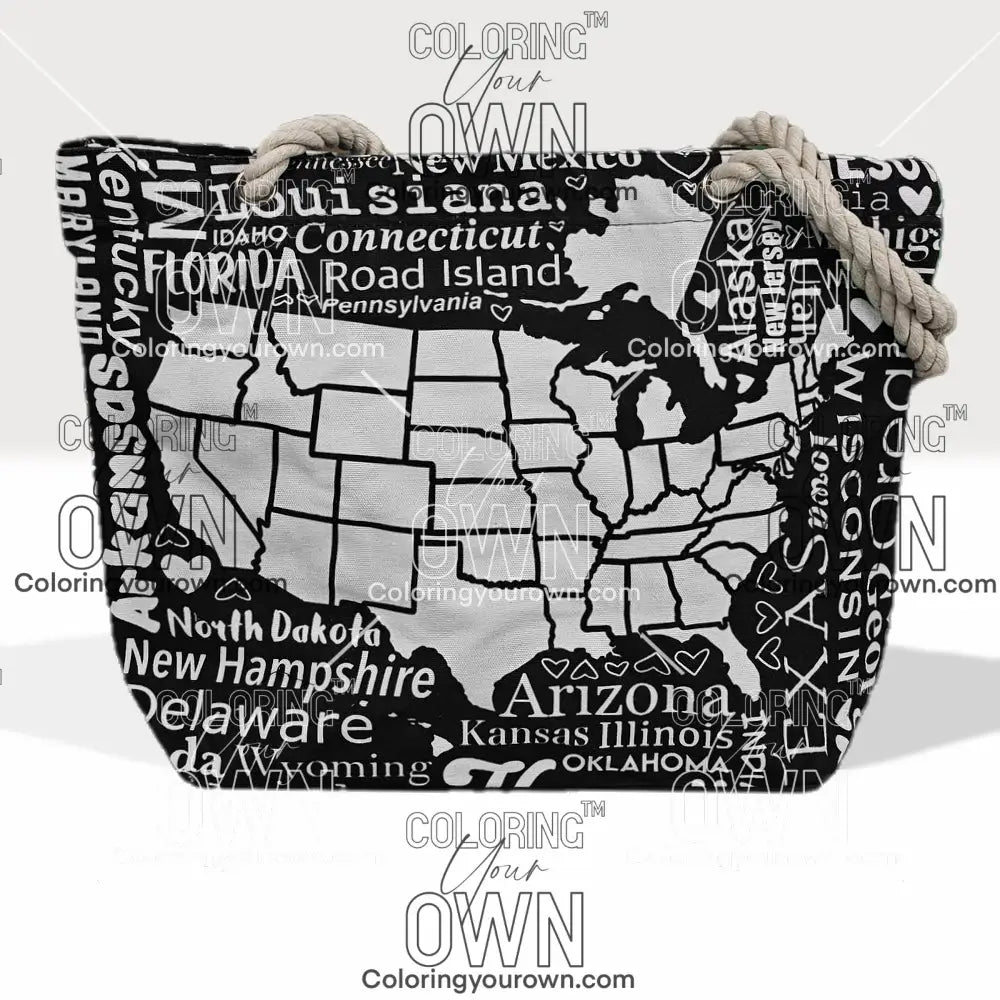 USA Tracking Map Color Your Own Tote - 2 size options Bags