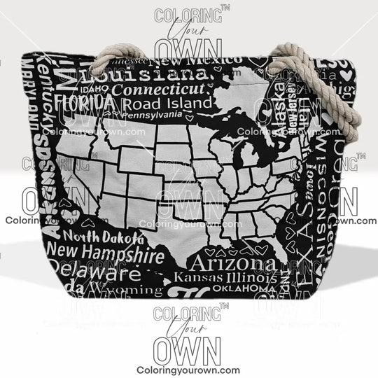 USA Tracking Map Color Your Own Tote - 2 size options Bags