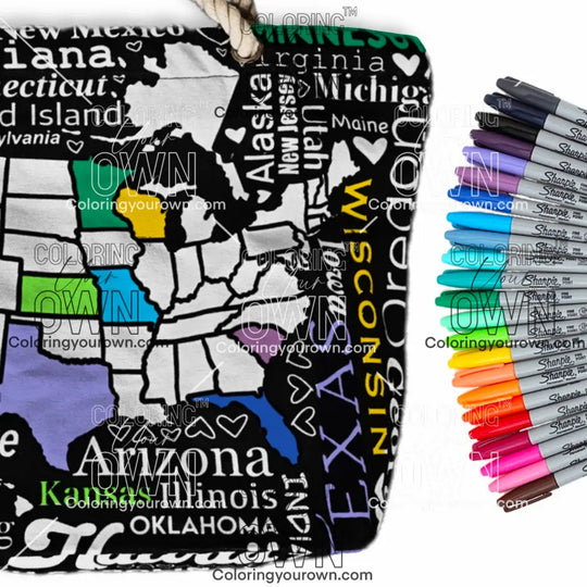 USA Tracking Map Color Your Own Tote - 2 size options Bags