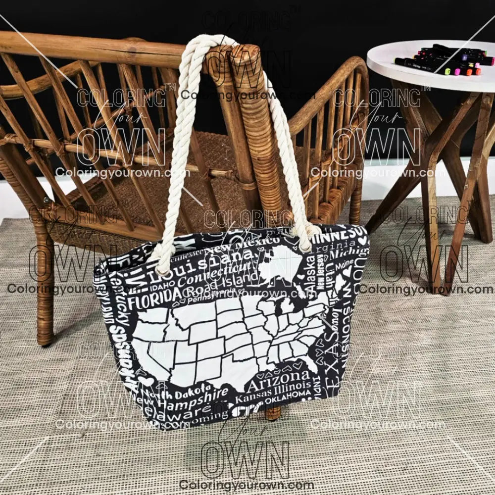 USA Tracking Map Color Your Own Tote - 2 size options Bags