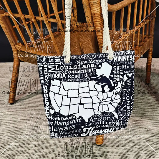 USA Tracking Map Color Your Own Tote - 2 size options Medium - 12’’ x 14’’ Bags