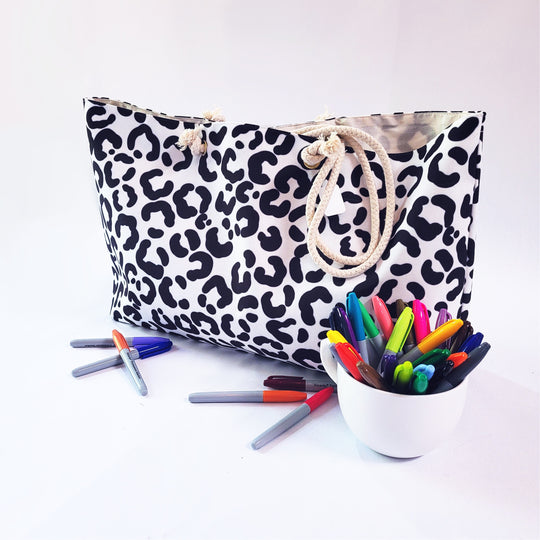 Rainbow Leopard Color Your Own Jumbo Tote