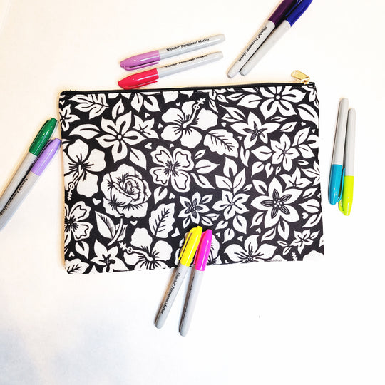 Hibiscus Rose Color Your Own Pouch