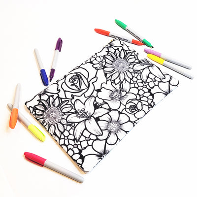 Flower Abundance Color Your Own Pouch