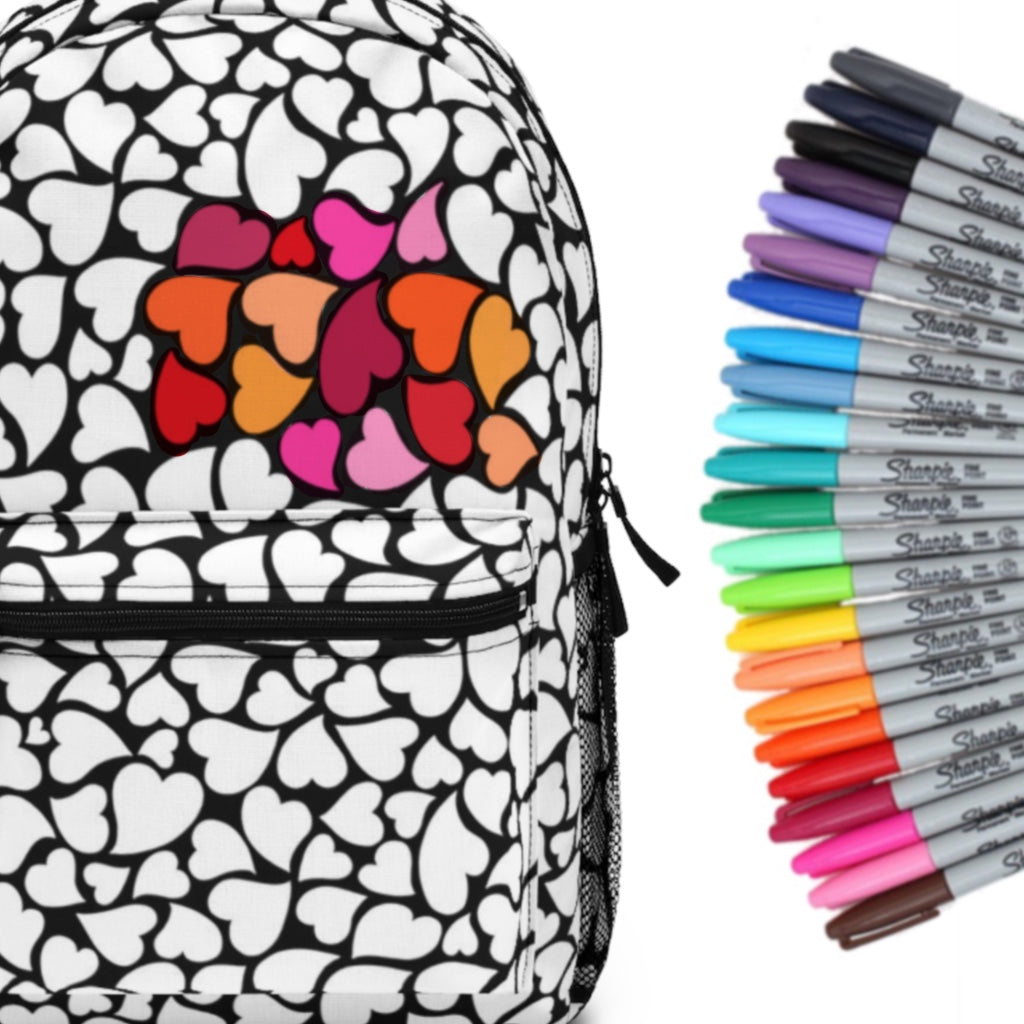 *ONLINE EXCLUSIVE* Whimsical Love Heart Color Your Own Backpack