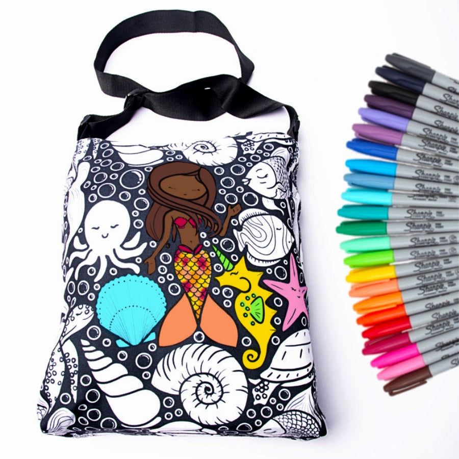 Happy Doodle Adjustable Strap Boho Tote - 16 x 16 – Coloring Your Own