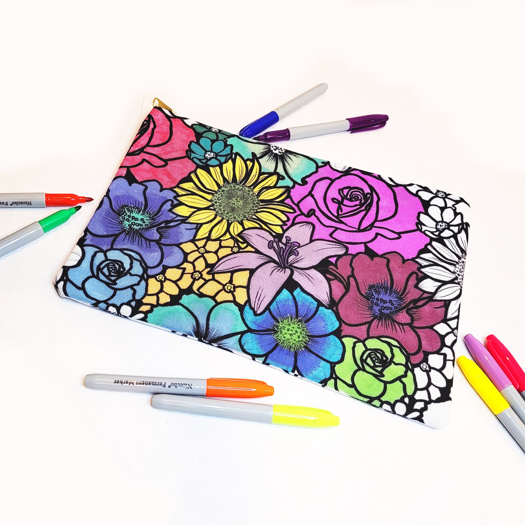 Flower Abundance 2 Color Your Own Pouch – Coloring Your Own